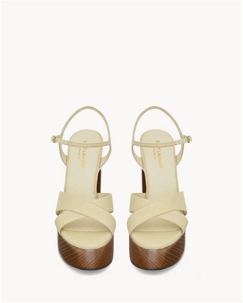 ysl cintura bianca|SAINT LAURENT Bianca canvas platform sandals .